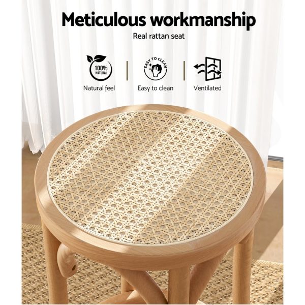 Artiss 2x Bar Stoosl Rattan Seat Wooden on Sale