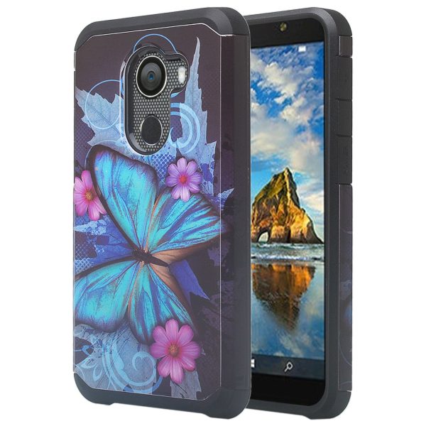 Tmobile REVVL, Alcatel A30 Plus, A30 Fierce, Alcatel Walters Case, Slim Hybrid Dual Layer [Shockproof] Cover - Blue Butterfly Online