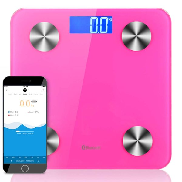 SOGA Wireless Bluetooth Digital Body Fat Scale Bathroom Health Analyser Weight Pink Fashion