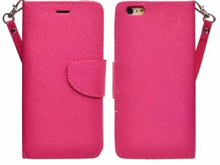 Apple iPhone 6s   6 Case, Wrist Strap Pu Leather Wallet Case with ID & Card Slots for Iphone 6S 6 - Hot Pink Discount