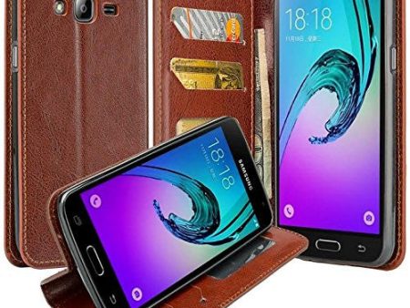 Galaxy J7 2016 Case, Magnetic Fold[Kickstand] Pu Leather Wallet Case with ID & Credit Card Slot for Samsung Galaxy J7 2016   J710 - Brown on Sale