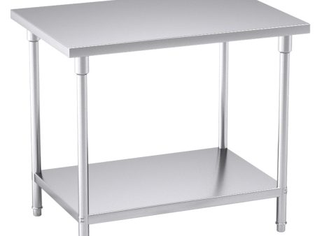 SOGA 2-Tier Commercial Catering Kitchen Stainless Steel Prep Work Bench Table 100*70*85cm Online now