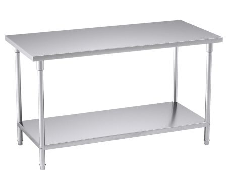 SOGA 2-Tier Commercial Catering Kitchen Stainless Steel Prep Work Bench Table 150*70*85cm Cheap