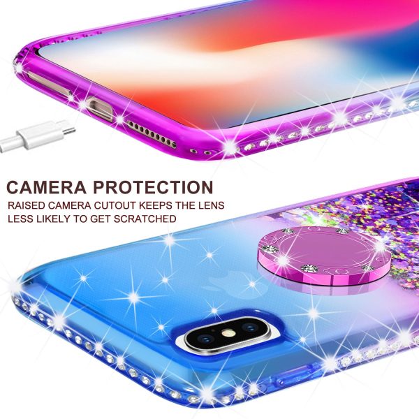 Glitter Phone Case Kickstand Compatible for Apple iPhone XS Max Case, iPhone XS Max Case,Ring Stand Liquid Floating Quicksand Bling Sparkle Protective Girls Women for iPhone XS Max - (Blue Gradient) For Discount