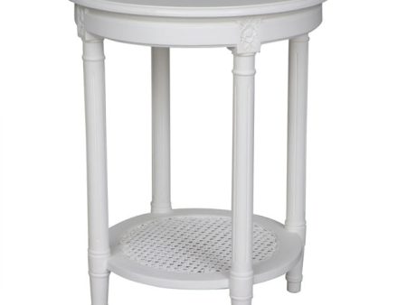 Polo Occasional Round Table White hand Painted Rattan Shelf. Hamptons style white Online Hot Sale