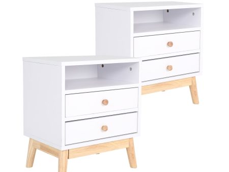 2X Bedside Table Side Storage Cabinet Nightstand Bedroom 2 Drawer ANYA - WHITE Online Hot Sale