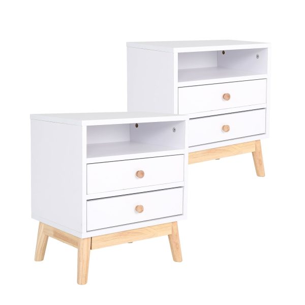 2X Bedside Table Side Storage Cabinet Nightstand Bedroom 2 Drawer ANYA - WHITE Online Hot Sale