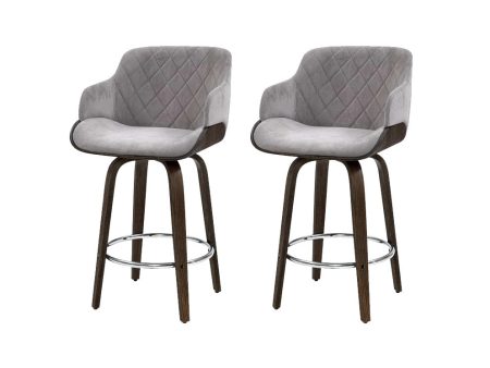 Artiss 2x Bar Stools Swivel Velvet Padded Wooden Hot on Sale