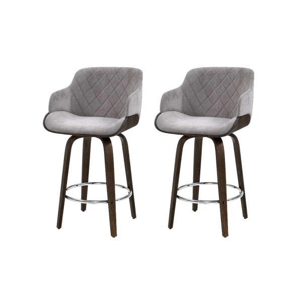 Artiss 2x Bar Stools Swivel Velvet Padded Wooden Hot on Sale