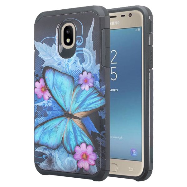 Samsung Galaxy J7 V 2nd Gen J7 Crown J7 Top J7 2018 J7 Star J7 Achieve J7 Refine J7 Aero J7 Aura Case, Slim Hybrid Dual Layer [Shock Resistant] Case Cover for Samsung Galaxy J7 2018 - Blue Butterfly For Discount