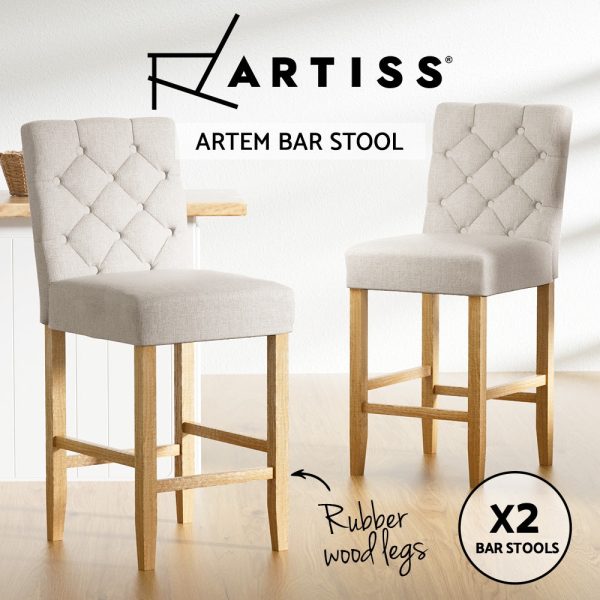 Artiss 2x Bar Stools Linen Upholstered Chairs For Discount