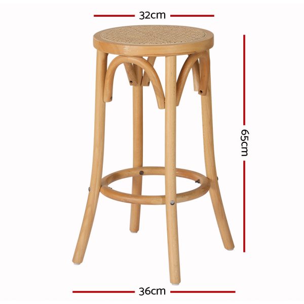 Artiss 2x Bar Stoosl Rattan Seat Wooden on Sale