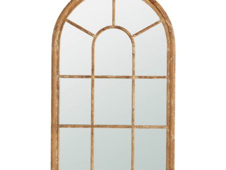 Coolum Arched Wall Mirror.  This decorative wall mirror boasts an oversized arched silhouette and a natural brown frame For Sale