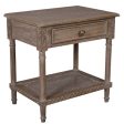 Polo Side Table Bedside w Shelf Oak Wash Fashion