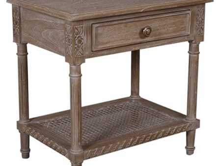 Polo Side Table Bedside w Shelf Oak Wash Fashion