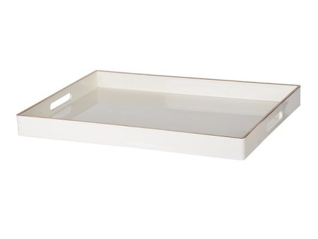 Mimosa Rectangle Tray in White A lovely combination of bright white and gold trim Hot on Sale