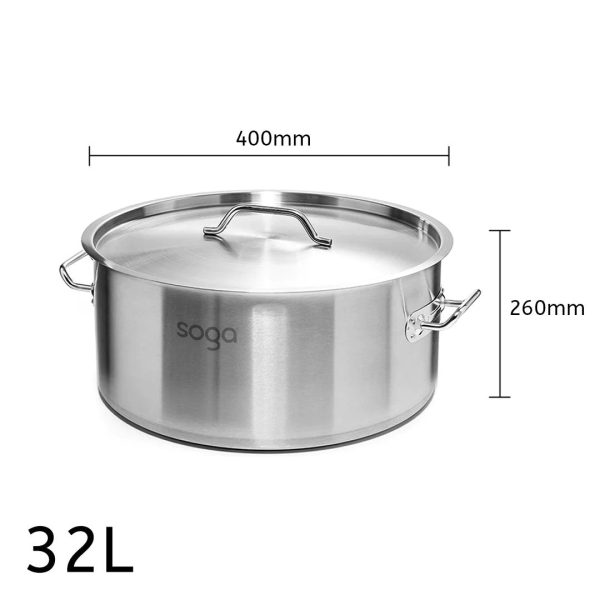 SOGA Stock Pot 32Lt Top Grade Thick Stainless Steel Stockpot 18 10 Online now