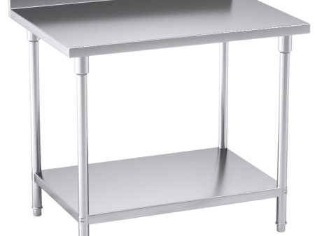 SOGA Commercial Catering Kitchen Stainless Steel Prep Work Bench Table with Back-splash 100*70*85cm Hot on Sale