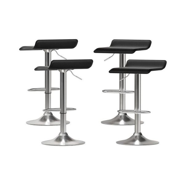 Artiss 4x Bar Stools Faux Leather Chair Black Sale