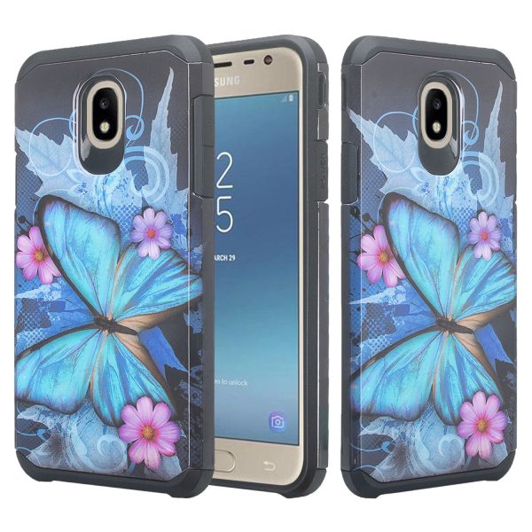 Samsung Galaxy J7 V 2nd Gen J7 Crown J7 Top J7 2018 J7 Star J7 Achieve J7 Refine J7 Aero J7 Aura Case, Slim Hybrid Dual Layer [Shock Resistant] Case Cover for Samsung Galaxy J7 2018 - Blue Butterfly For Discount