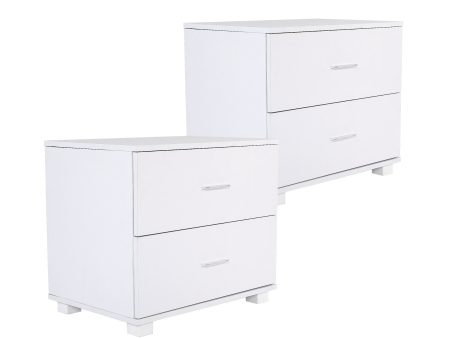 2X Bedside Table Side Storage Cabinet Nightstand Bedroom 2 Drawer Legs ETTA WHITE Cheap