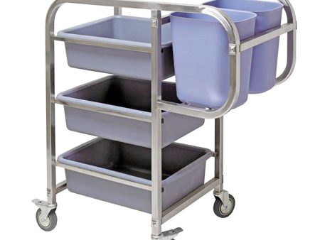 SOGA 3 Tier Food Trolley Food Waste Cart Five Buckets Kitchen Food Utility 82x43x92cm Square Sale