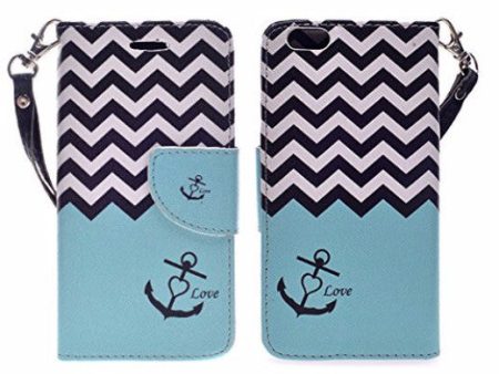 Apple iPhone 6s   6 Case, Wrist Strap Pu Leather Wallet Case with ID & Card Slots for Iphone 6S 6 - Teal Anchor For Sale