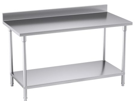 SOGA Commercial Catering Kitchen Stainless Steel Prep Work Bench Table with Back-splash 150*70*85cm Online Hot Sale