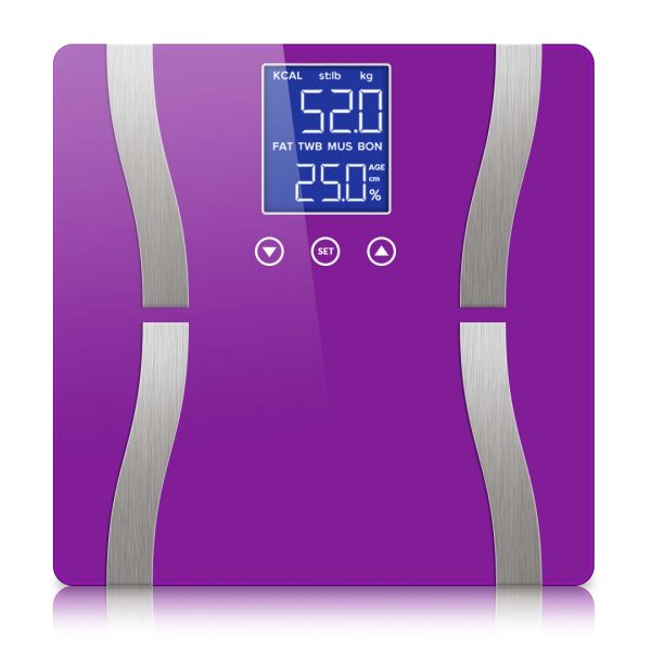 SOGA Digital Body Fat Scale Bathroom Scales Weight Gym Glass Water LCD Electronic Purple Online Sale