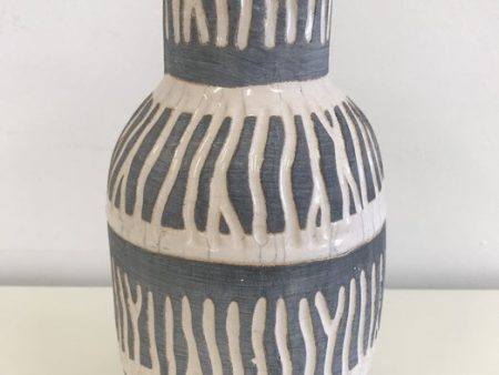 Cream & Grey Ceramic Vase For Discount