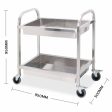 SOGA 2 Tier Stainless Steel Kitchen Trolley Bowl Collect Service FoodCart 95x50x95cm Large For Cheap