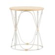 Set of 2 Bamboo Weave Iron Side Tables Distressed White Hot on Sale