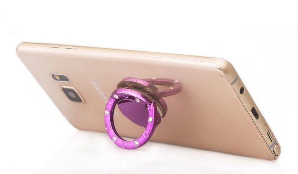 Glitter Cute Bling Diamond 360° Rotation Finger Ring Grip Stand for cell phone - Purple Cheap