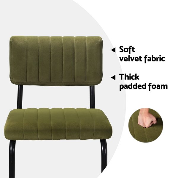 Artiss 2x Bar Stools Velvet Chairs Green Cheap