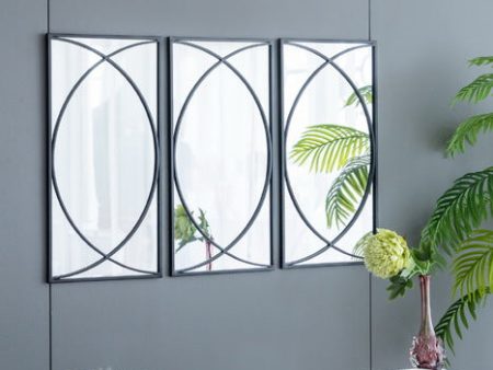 Set of 3 Black Swirl Wall Iron Frame Mirror 81. Minimalist and easily blends with any style Online Sale