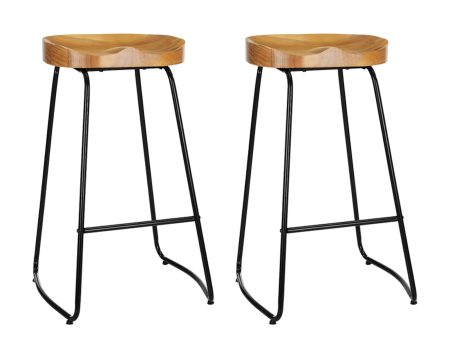 Artiss 2x Bar Stools Tractor Seat 75cm Wooden For Sale