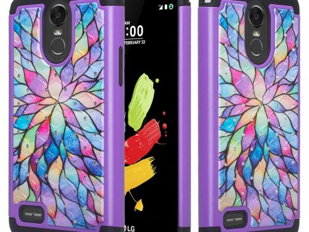 LG Stylo 3 Case, LG Stylus 3 Slim Hybrid Crystal Rhinestone Studded Dual Layer[Shock Resistant] Case - Rainbow Flower Supply