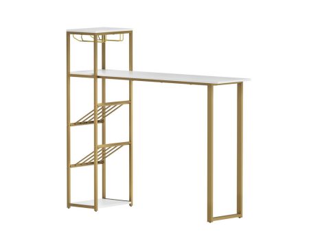 Artiss Bar Table Dining Storage Shelf Wine Rack Home Kitchen Office Desk Gold on Sale