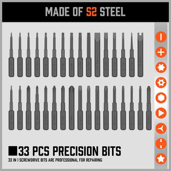 33 PC PRECISION SCREWDRIVER SET BITS PHILIP FLAT SLOTTED TORX HEX ELECTRONIC FIX Online now