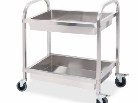 SOGA 2 Tier Stainless Steel Kitchen Trolley Bowl Collect Service Food Cart 75×40×83cm Small Fashion