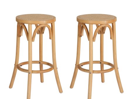 Artiss 2x Bar Stoosl Rattan Seat Wooden on Sale