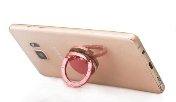 Glitter Cute Bling Diamond 360° Rotation Finger Ring Grip Stand for cell phone - Rose Gold Fashion