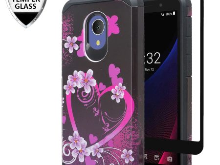 Alcatel 1x Evolve, TCL LX, Avalon V, IdealXTRA Case, [Includes Temper Glass Screen Protector] Slim Hybrid Dual Layer [Shock Resistant] Cover -  Heart Butterflies For Sale