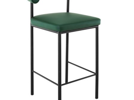 Sarantino Cedric Bar Stool W  High-density Foam Upholstered In Pu Leather Sturdy Iron Frame Green Online now