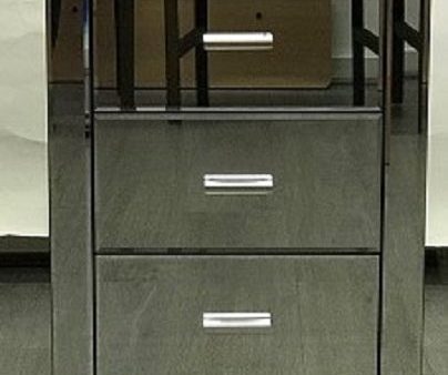 Mirrored Modern Bedside with 3 drawers on runners in Silver on Sale