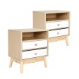 2X Bedside Table Side Storage Cabinet Nightstand Bedroom 2 Drawer ANYA OAK Online