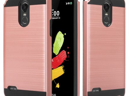 LG Stylo 3 Case, Slim [Shock Impact Resistant] Hybrid Dual Layer Armor Defender Case Cover for LG Stylus 3 - Brush Rose Gold Fashion