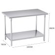 SOGA 2-Tier Commercial Catering Kitchen Stainless Steel Prep Work Bench Table 120*70*85cm on Sale