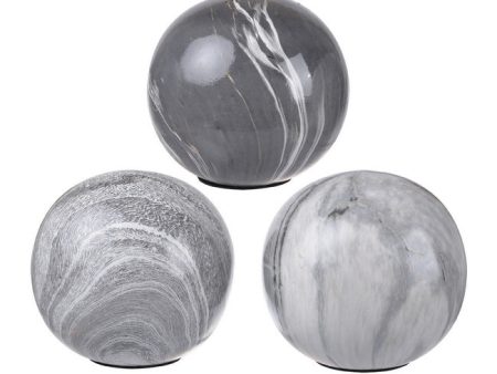 Set of 3 Grey Marbleized Balls. Decorative topper to a stack of magazines Online Sale