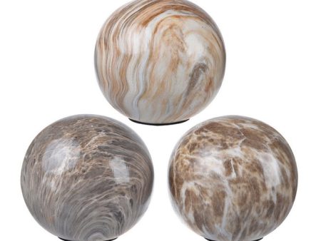 Set of 3 Brown Marbleized Balls. Decorative balls to create a custom look on Sale